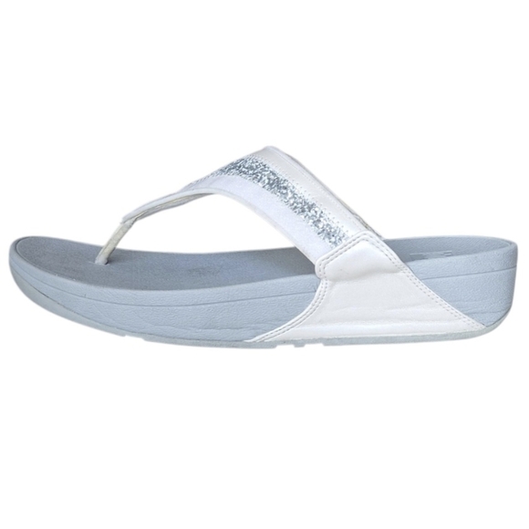 FitFlop Lulu Silver Glitter Thong Toe Post Flipflop 11 Beachy Comfory - Picture 3 of 7